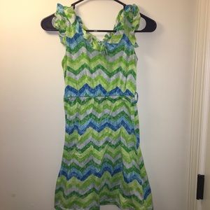 Blue and green dress